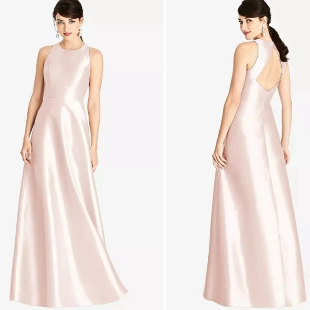 NWT Alfred Sung Blush Satin A-Line Dress - Size 6 | Prom, Formal, Wedding